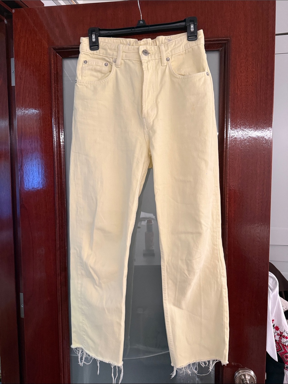 Cream Straight-Leg Jeans